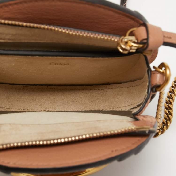 مملوكة مسبقًا Chloe Beige Leather and Suede Mini Pixie Round Shoulder Bag