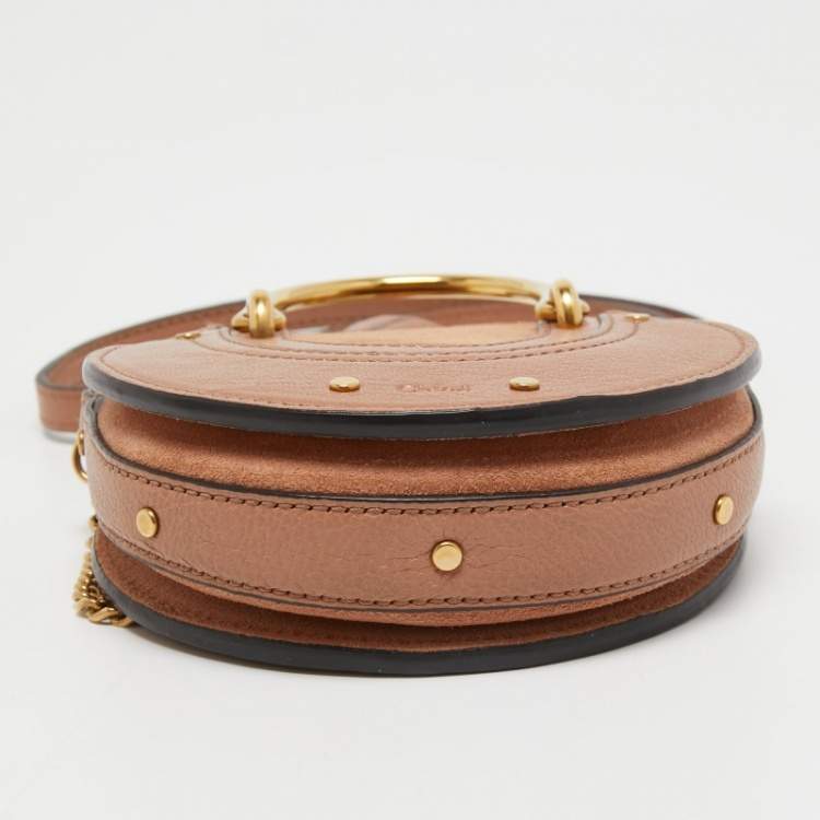 مملوكة مسبقًا Chloe Beige Leather and Suede Mini Pixie Round Shoulder Bag