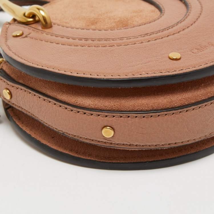 مملوكة مسبقًا Chloe Beige Leather and Suede Mini Pixie Round Shoulder Bag