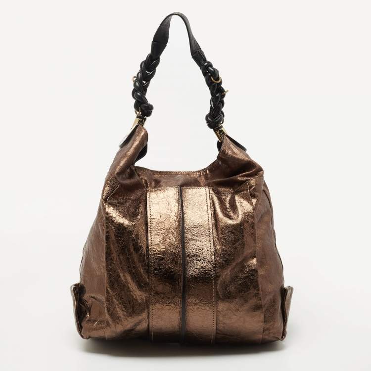 Pre Owned Chloe Metallic Bronze Leather Hobo