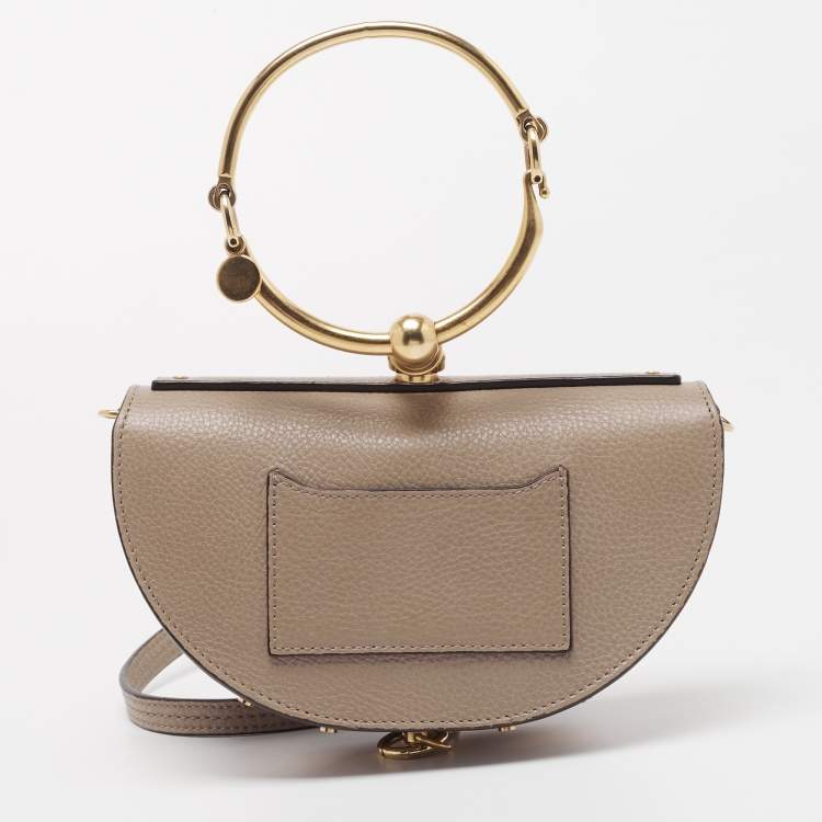 Pre Owned Chloe Beige Leather Small Nile Bracelet Minaudiere Crossbody Bag