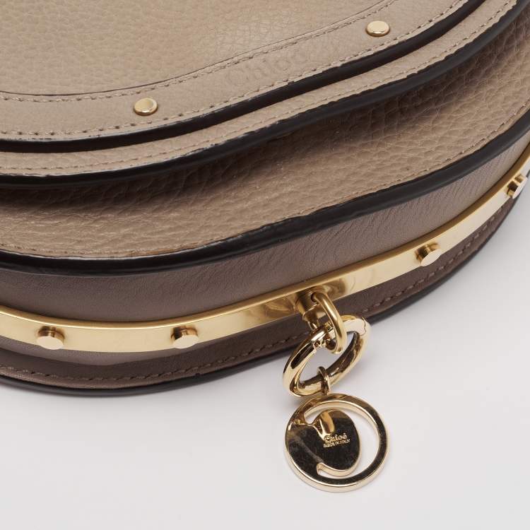 Pre Owned Chloe Beige Leather Small Nile Bracelet Minaudiere Crossbody Bag