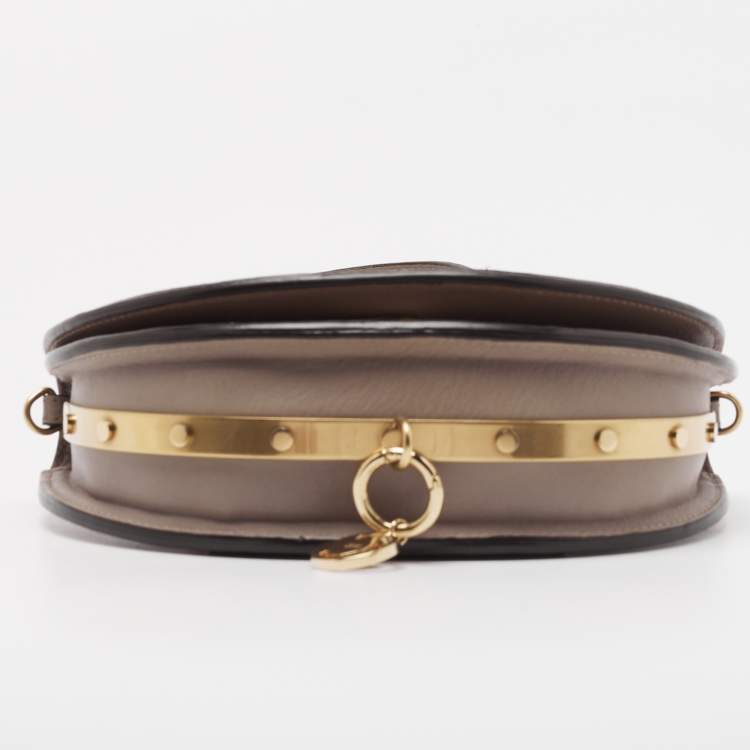 Pre Owned Chloe Beige Leather Small Nile Bracelet Minaudiere Crossbody Bag