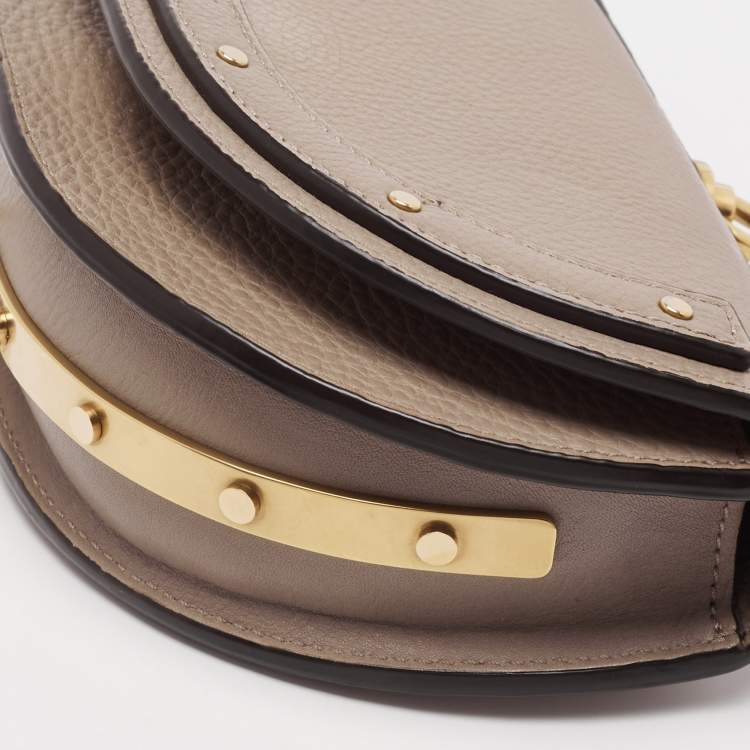Pre Owned Chloe Beige Leather Small Nile Bracelet Minaudiere Crossbody Bag