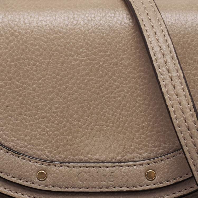 Pre Owned Chloe Beige Leather Small Nile Bracelet Minaudiere Crossbody Bag