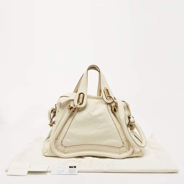 Pre Owned Chloe Cream Leather Paraty Satchel