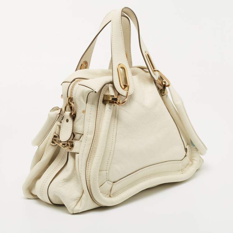 Pre Owned Chloe Cream Leather Paraty Satchel