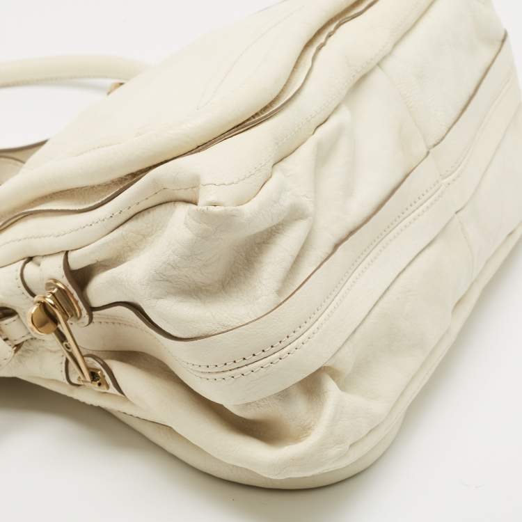 Pre Owned Chloe Cream Leather Paraty Satchel