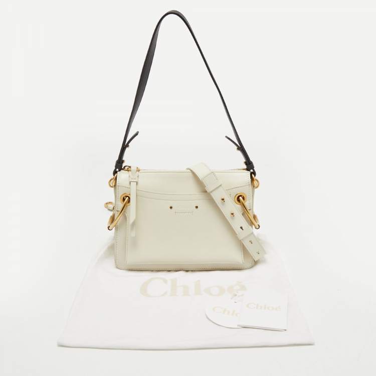 Pre Owned Chloe Off White Leather Roy Shoulder Bag