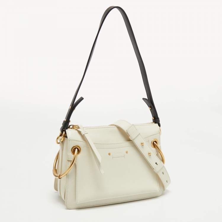 Pre Owned Chloe Off White Leather Roy Shoulder Bag