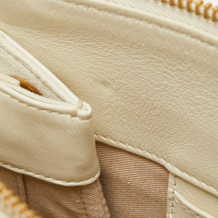 Pre Owned Chloe Off White Leather Roy Shoulder Bag