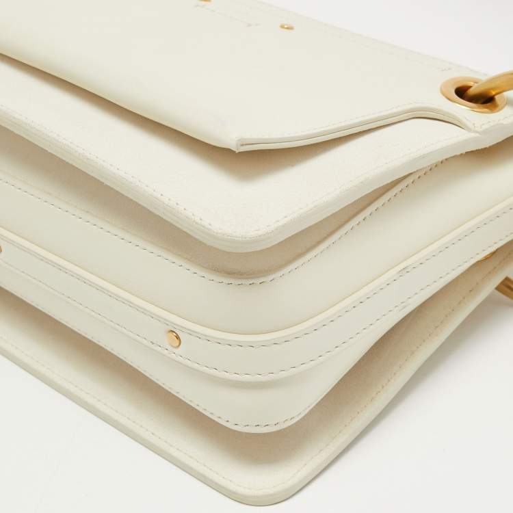 Pre Owned Chloe Off White Leather Roy Shoulder Bag
