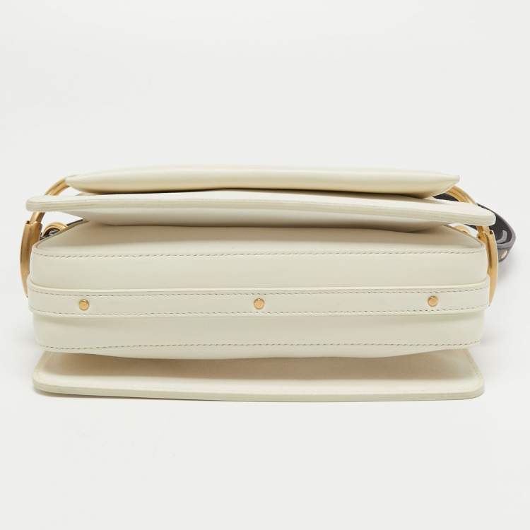 Pre Owned Chloe Off White Leather Roy Shoulder Bag