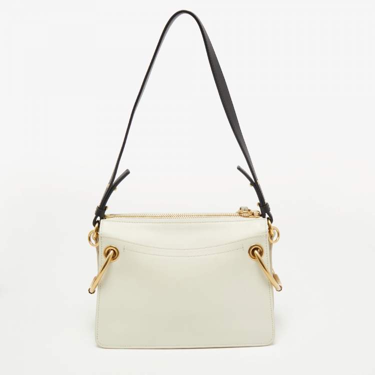 Pre Owned Chloe Off White Leather Roy Shoulder Bag
