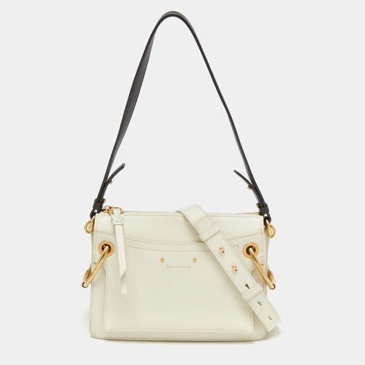 Pre Owned Chloe Off White Leather Roy Shoulder Bag