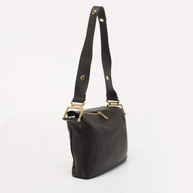 Pre Owned Chloe Black Leather Zip Messenger Bag