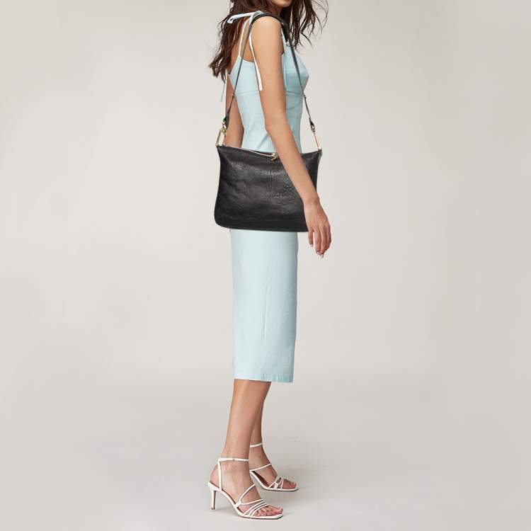 Pre Owned Chloe Black Leather Zip Messenger Bag