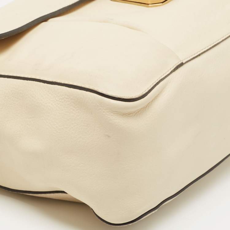 مملوكة مسبقًا Chloe Cream Leather Large Elsie Shoulder Bag
