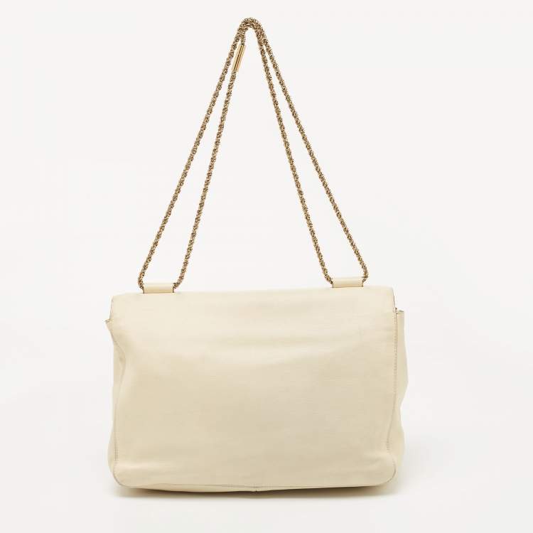 مملوكة مسبقًا Chloe Cream Leather Large Elsie Shoulder Bag