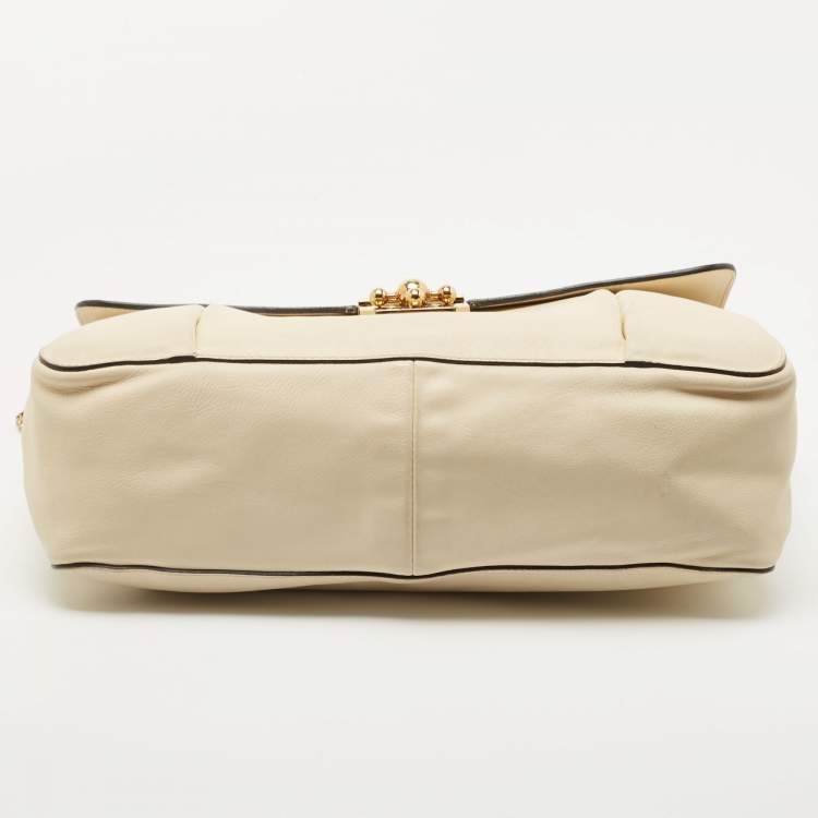 مملوكة مسبقًا Chloe Cream Leather Large Elsie Shoulder Bag