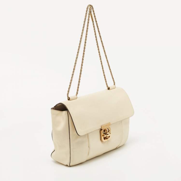 مملوكة مسبقًا Chloe Cream Leather Large Elsie Shoulder Bag