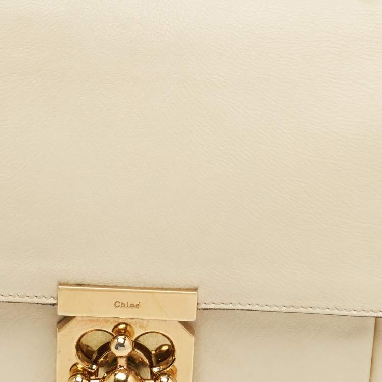 مملوكة مسبقًا Chloe Cream Leather Large Elsie Shoulder Bag