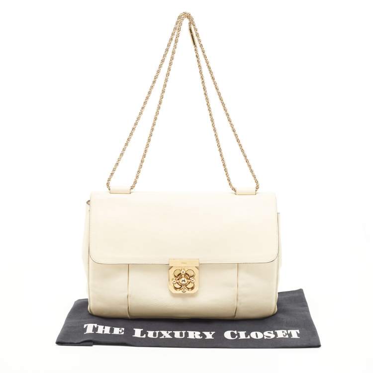 مملوكة مسبقًا Chloe Cream Leather Large Elsie Shoulder Bag