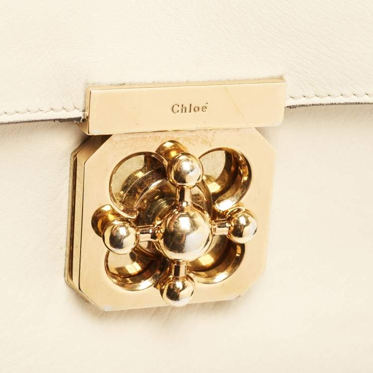 مملوكة مسبقًا Chloe Cream Leather Large Elsie Shoulder Bag