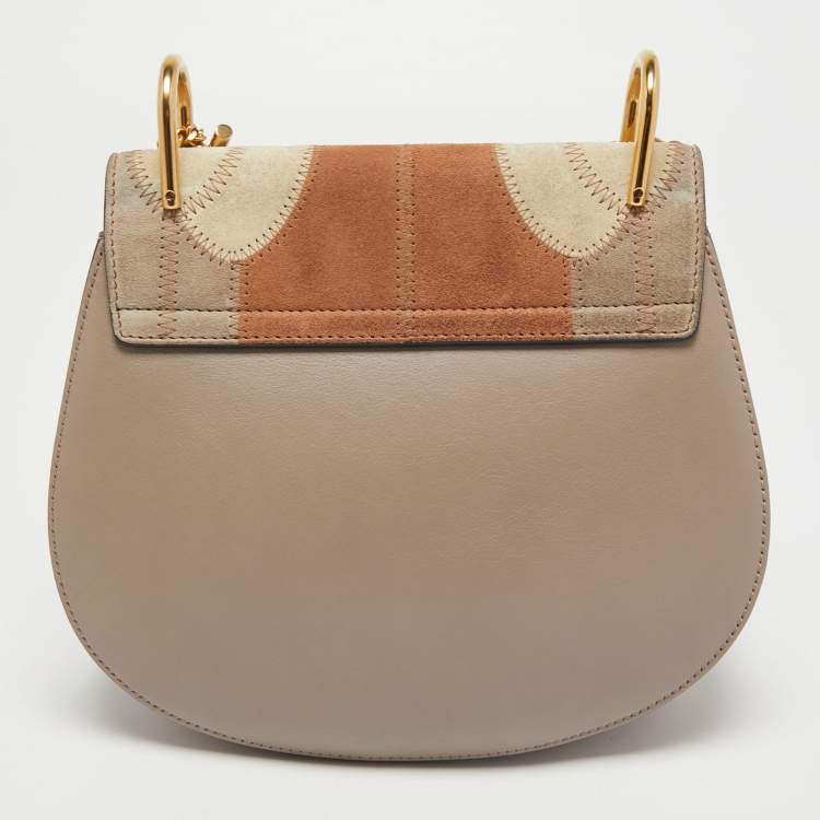 Pre Owned Chloe Multicolor Patchwork Suede and Leather Medium Drew Shoulder Bag