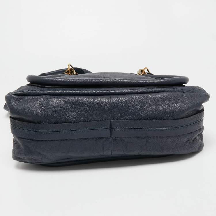 Pre Owned Chloe Navy Blue Leather Medium Paraty Satchel