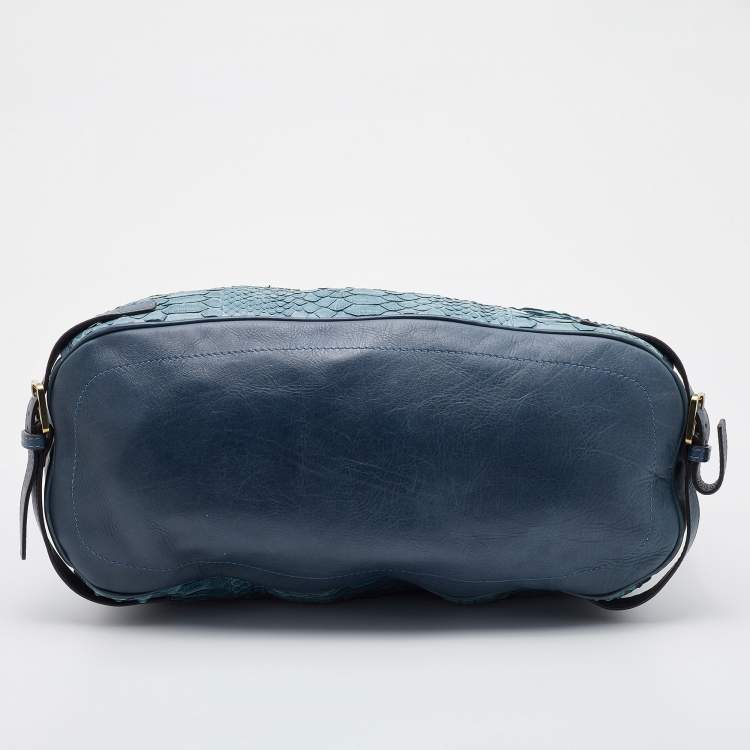 مملوكة مسبقًا Chloe Blue Python and Leather Marlow Tote