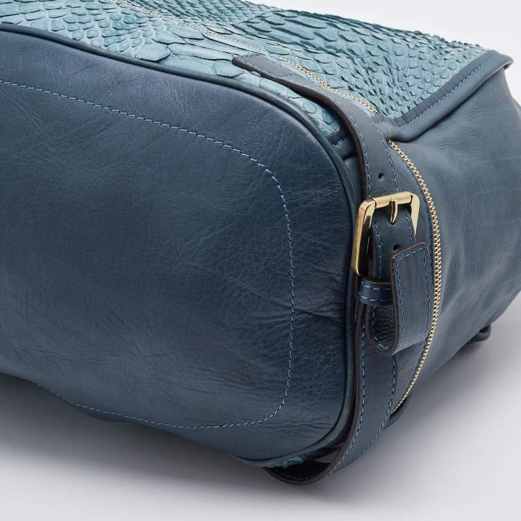 مملوكة مسبقًا Chloe Blue Python and Leather Marlow Tote