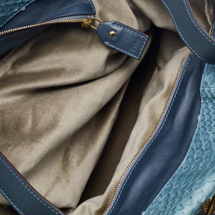 مملوكة مسبقًا Chloe Blue Python and Leather Marlow Tote