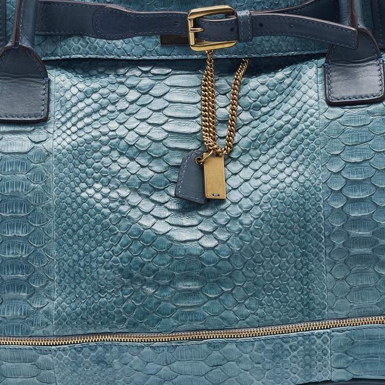 مملوكة مسبقًا Chloe Blue Python and Leather Marlow Tote