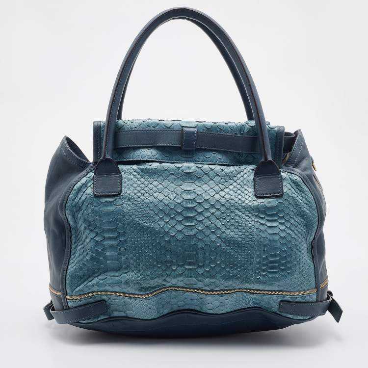 مملوكة مسبقًا Chloe Blue Python and Leather Marlow Tote
