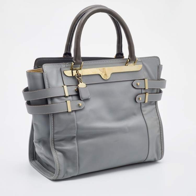 Pre Owned Chloe Grey/Olive Leather Shelby Shopper Tote
