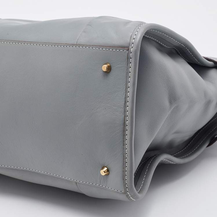 Pre Owned Chloe Grey/Olive Leather Shelby Shopper Tote