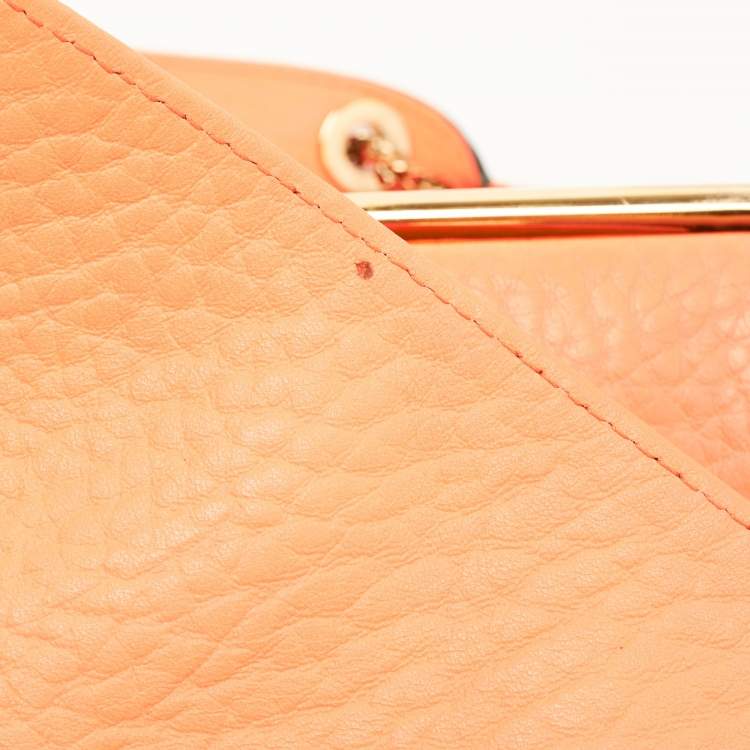 Pre Owned Chloe Orange Pebbled Leather Medium Sally Flap Shoulder Bag