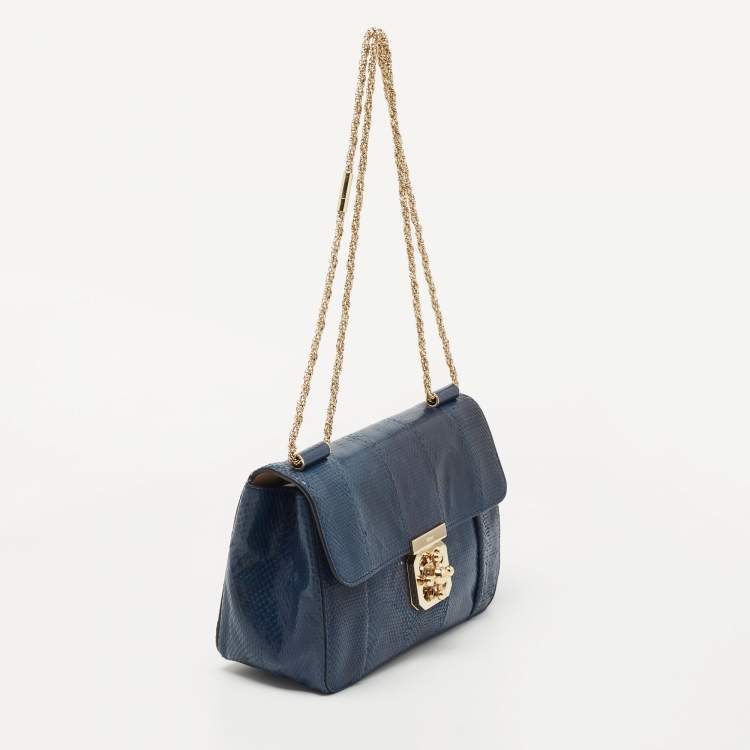 مملوكة مسبقًا Chloe Blue Karung Medium Elsie Shoulder Bag