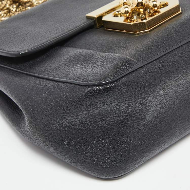 Pre Owned Chloé Black Leather Small Elsie Shoulder Bag