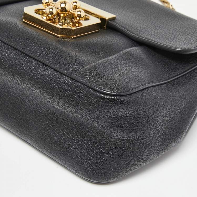 Pre Owned Chloé Black Leather Small Elsie Shoulder Bag