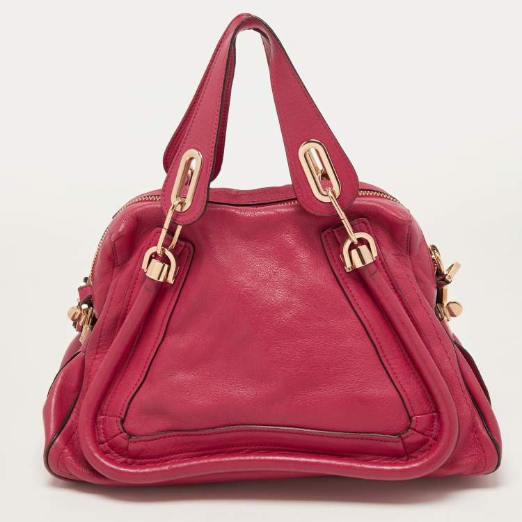 Pre Owned Chloe Pink/Black Leather Medium Paraty Satchel