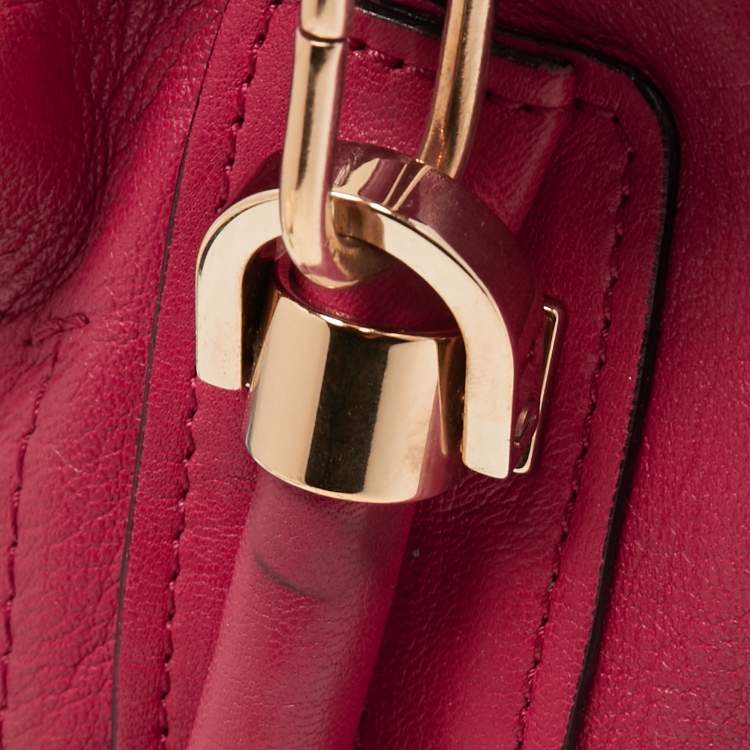 Pre Owned Chloe Pink/Black Leather Medium Paraty Satchel
