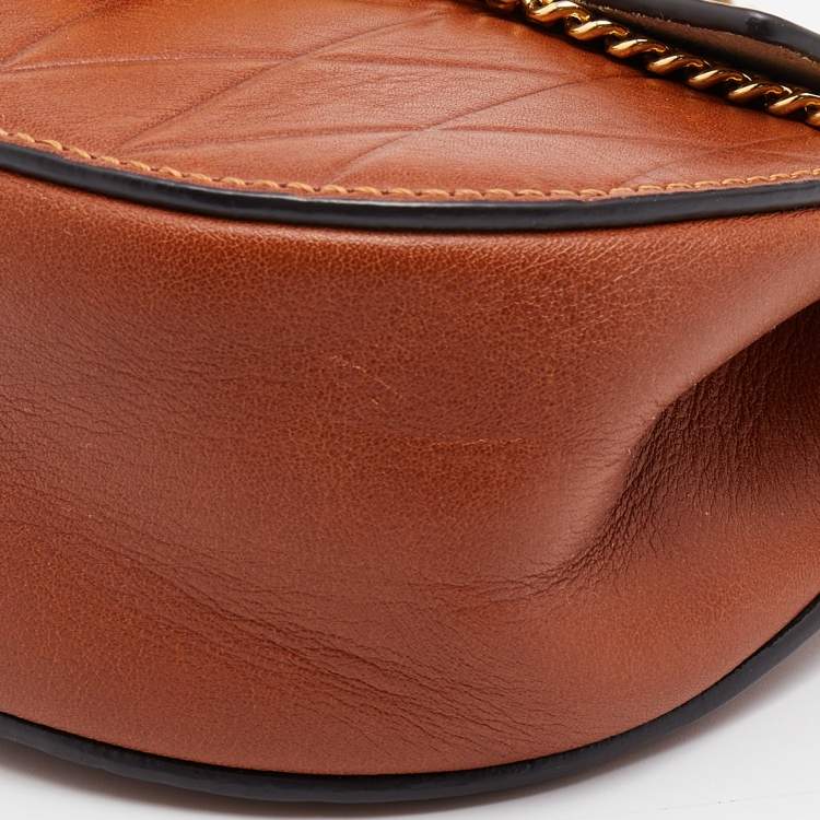 Pre Owned Chloe Brown Diamond Embossed Leather Nano Drew Crossbody Bag