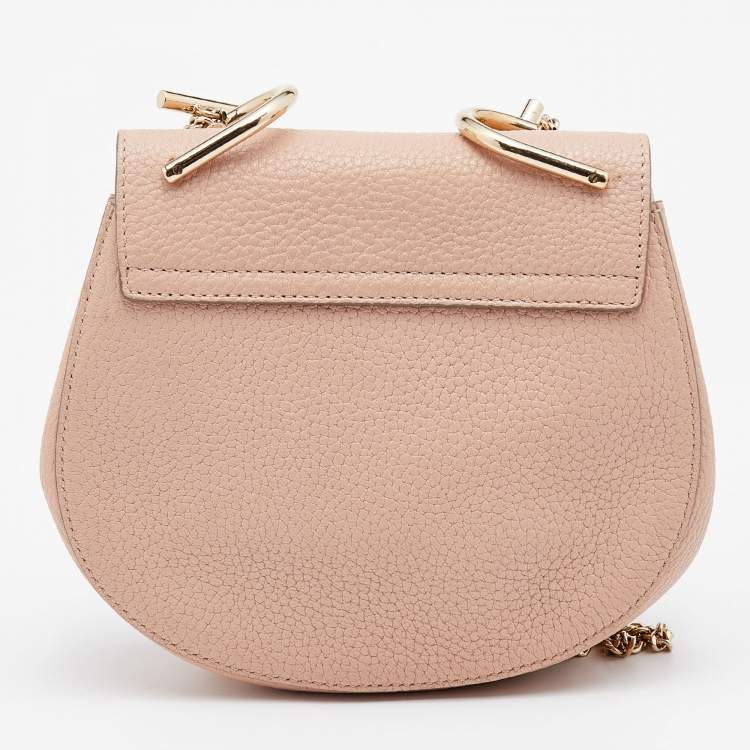 مملوكة مسبقًا Chloe Pink Leather Floral Metal Embellished Mini Drew Crossbody Bag