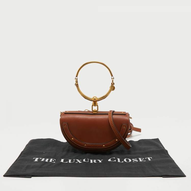 Pre Owned Chloé Brown Leather Nile Bracelet Minaudiere Crossbody Bag
