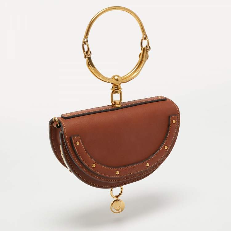 Pre Owned Chloé Brown Leather Nile Bracelet Minaudiere Crossbody Bag