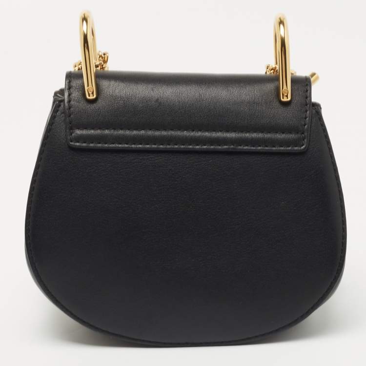 Pre Owned Chloe Black Leather Mini Drew Embellished Crossbody Bag