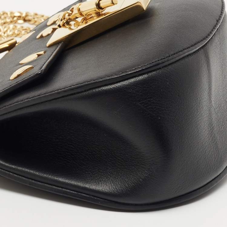 Pre Owned Chloe Black Leather Mini Drew Embellished Crossbody Bag