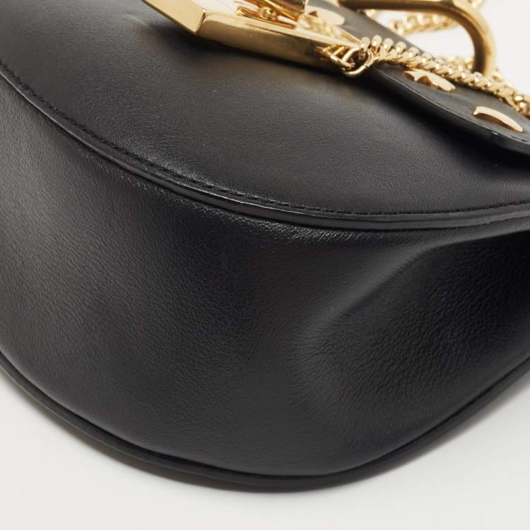 Pre Owned Chloe Black Leather Mini Drew Embellished Crossbody Bag